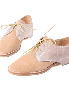 牛皮shellys英 莫兰迪灰奶油风小众设计内增手工休闲单鞋复古个性