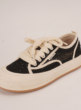 35-39网纱BABORER夏季小白鞋女透气网面厚底休闲鞋软底帆布鞋板鞋