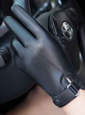 皮手套男士真水洗皮秋冬季加绒保暖骑行骑车摩托车仿羊皮手套潮男