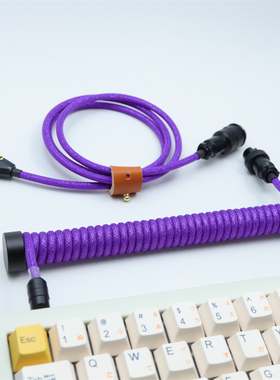 玩物有志纯手工客制化键盘线固线器航插线机械键盘弹簧线星闪紫色