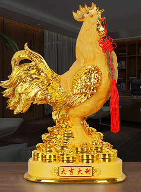 鎏金铜公鸡摆件大吉大利工艺品十二生肖招财金鸡吉祥物摆设装饰品
