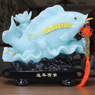 连年有余鱼摆件聚财工艺品客厅酒柜玄关办公室装饰品乔迁开业礼品