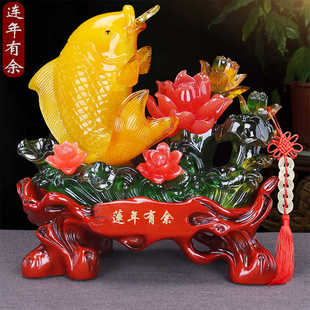 连年有鱼摆件招财家居客厅电视酒柜玄关店铺公司装饰开业乔迁礼品