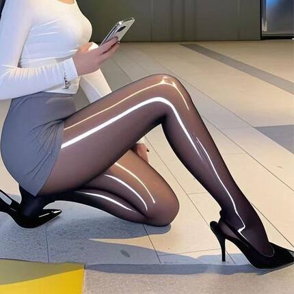 大码黑丝光腿神器女秋防勾丝连裤袜 白丝 羊绒肤感 弹力显瘦