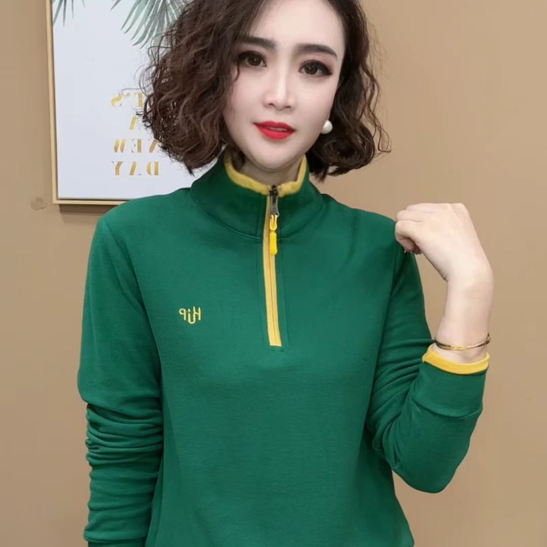 直播爆款2025秋冬新款洋气刺绣保暖双面绒打底衫上衣卫衣