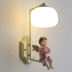 创意天使壁灯儿童房间壁灯卧室床头灯客厅网红法式壁灯过道阳台灯