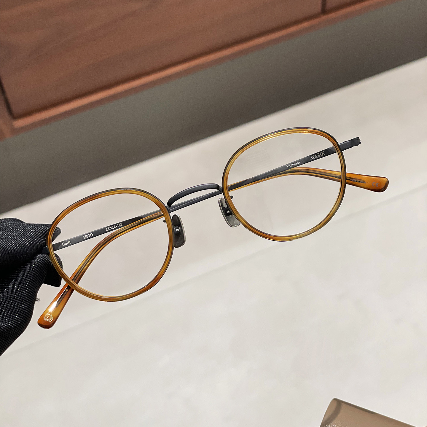 韩国设计师品牌ACCRUE圆形复古玳瑁镜架男女文艺轻奢系眼镜框