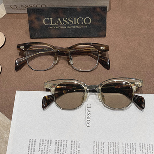 Classico台湾设计师品牌 手造眉线 x 复古半框眼镜可配近视镜架男