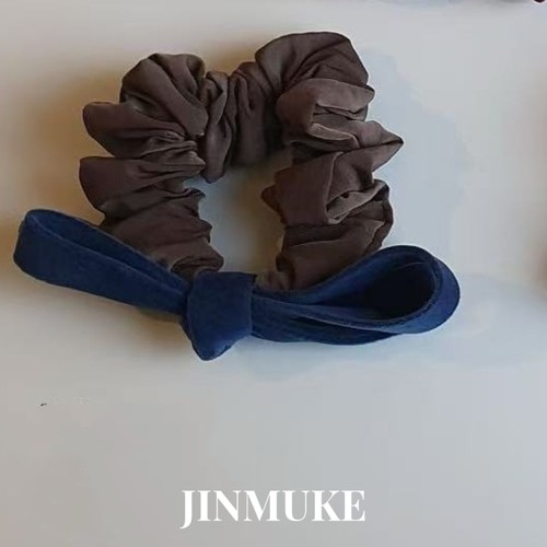 JINMUKE韩国进口发饰品复古撞色丝绒蝴蝶结褶皱小肠发圈发绳肠圈