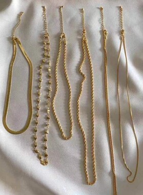 JINMUKE韩国进口东大门时尚首饰搭配小熊吊坠的打底链素链项链