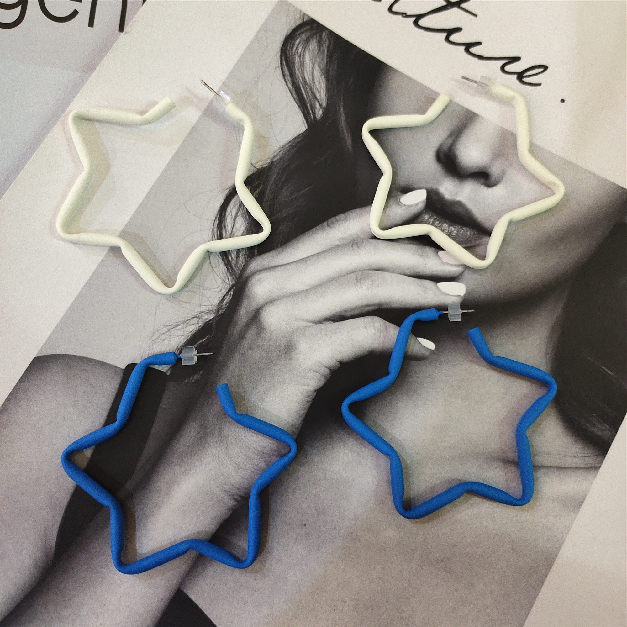 JINMUKE韩国进口东大门时尚耳饰品夸张镂空大五角星耳钉耳环新品,饰品/流行首饰/时尚饰品新,耳钉,淘宝优惠券,粉丝福利购,淘宝优惠卷