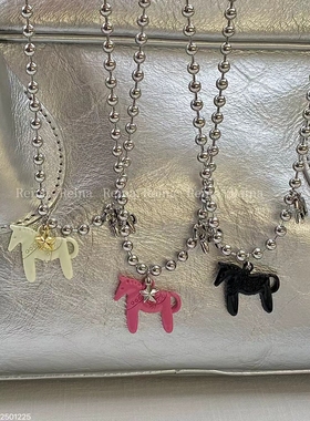 JINMUKE韩国进口东大门新款小马毛衣链串珠项链