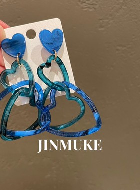 JINMUKE韩国进口饰品耳饰耳环耳坠爱心透明亚克力耳环耳饰新品
