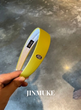 JINMUKE韩国进口发饰新款法式复古黄色宽边金标发箍头箍发卡新品