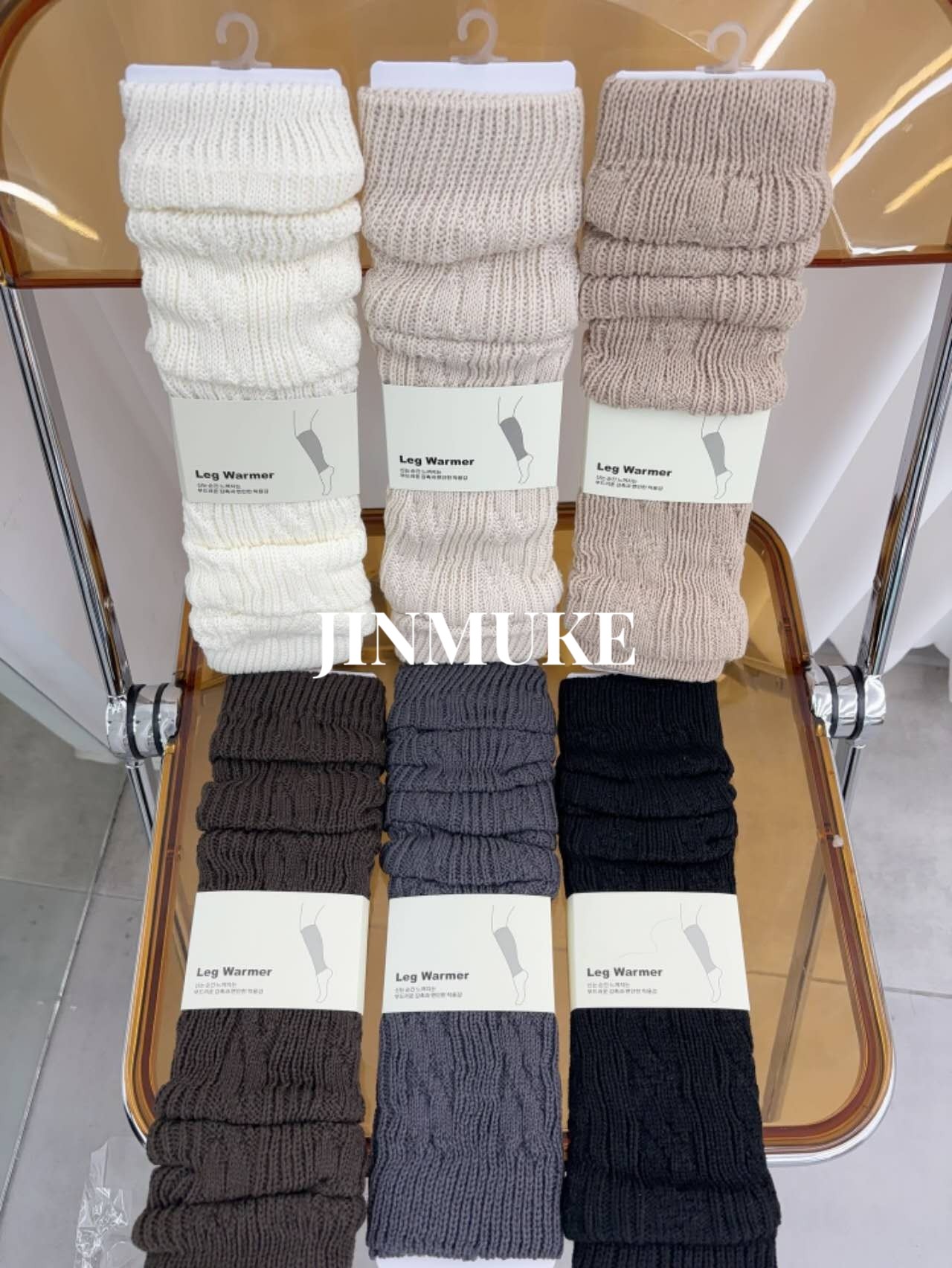 JINMUKE韩国进口东大门复古小众慵懒麻花粗线堆堆小腿棉袜套女袜
