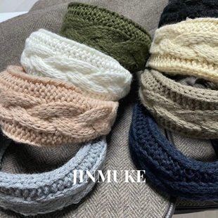 JINMUKE韩国进口发饰品新款 气质百搭秋冬毛线麻花发箍头箍发饰