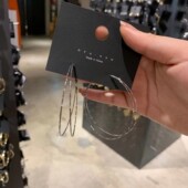 JINMUKE韩国进口东大门饰品圆圈双层细大耳钉耳圈