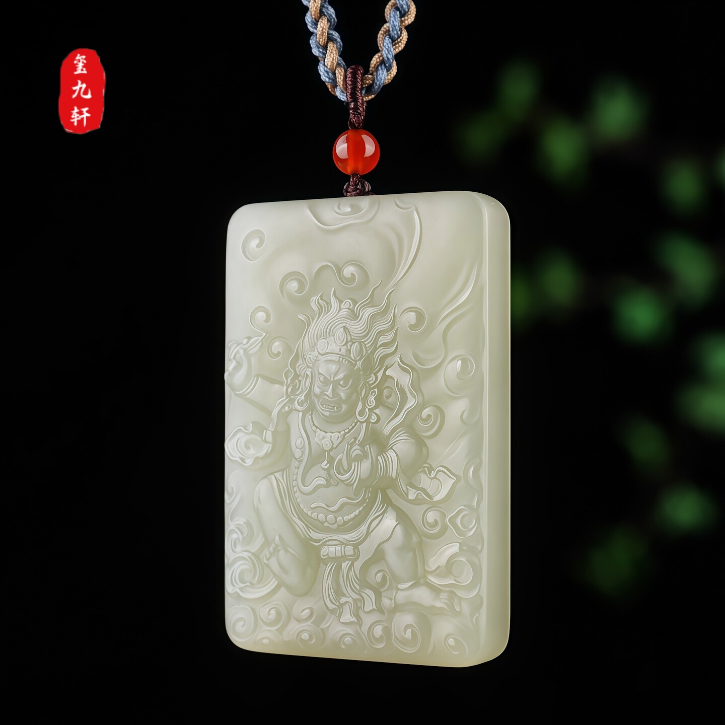 金刚大黑天牌六字真言莲花挂坠