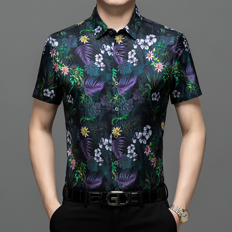 美洲豚男士拉丁舞表演服国标摩登华尔兹交谊舞短袖练功服舞蹈上衣
