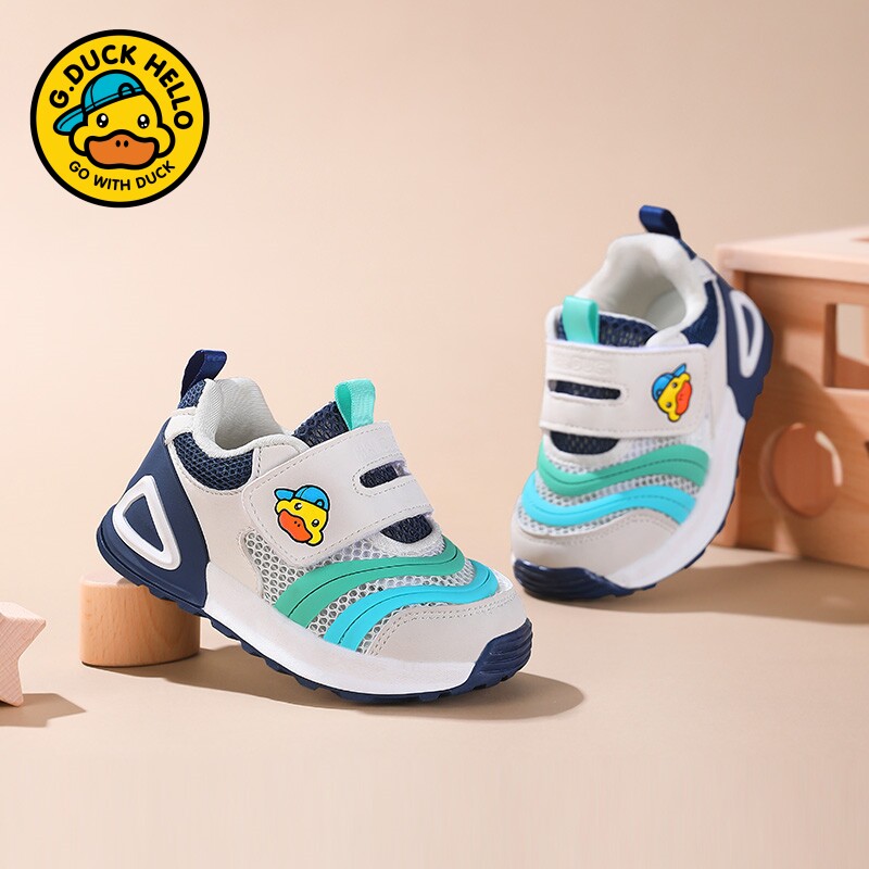 小黄鸭男童鞋子魔术贴网面透气低帮运动鞋休闲鞋女童防滑学步鞋