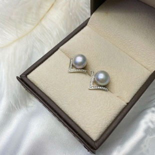 复古风网红同款S925银制日系淡水珍珠耳钉 时尚饰品耳饰一件代发