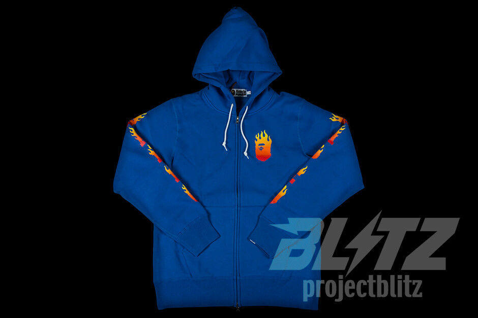 BAPE A BATHING APE Flame zipper Hooded blue Cap men's wear Sweaterin the Men's clothing, Sweater  category - from Buy2taobao.com to provide professional Taobao agent buy service