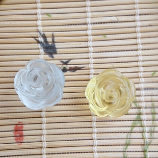 压电水晶双面牡丹花雕刻有孔配件手工diy手链手串挂件饰品11*14mm