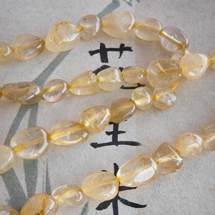 天然水晶金发晶随形碎石串珠diy手链项链配件饰品配饰材料6*8mm