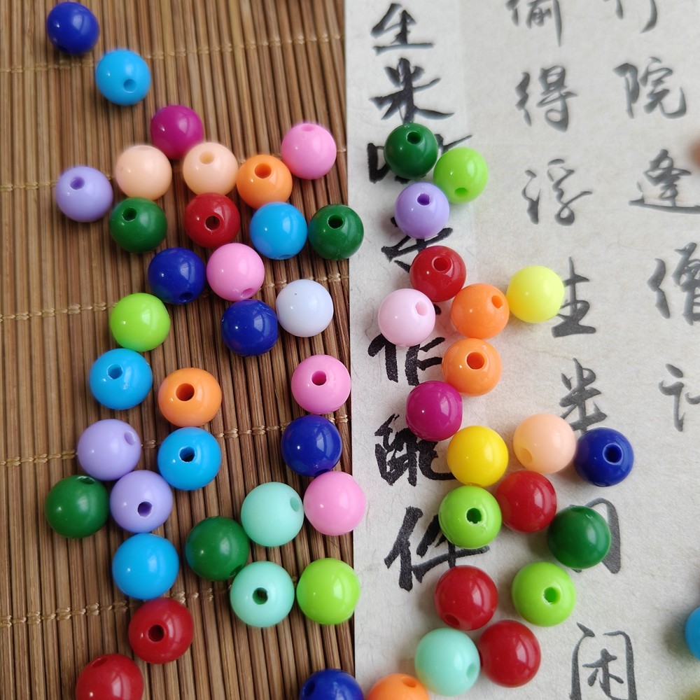 彩色亚克力圆珠散珠diy手工串珠手链项链耳环材料配件7*7mm孔2mm