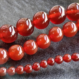 12mm天然红玛瑙圆珠散珠手工diy红色本命年手串项链佛珠配件