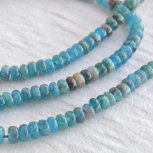 2*4mm天然蓝磷灰石小算盘珠隔珠散珠DIY饰品配件手工手链项链材料
