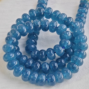 8*5mm蓝磷灰算盘珠子加色透蓝隔珠手工DIY手链饰品配件