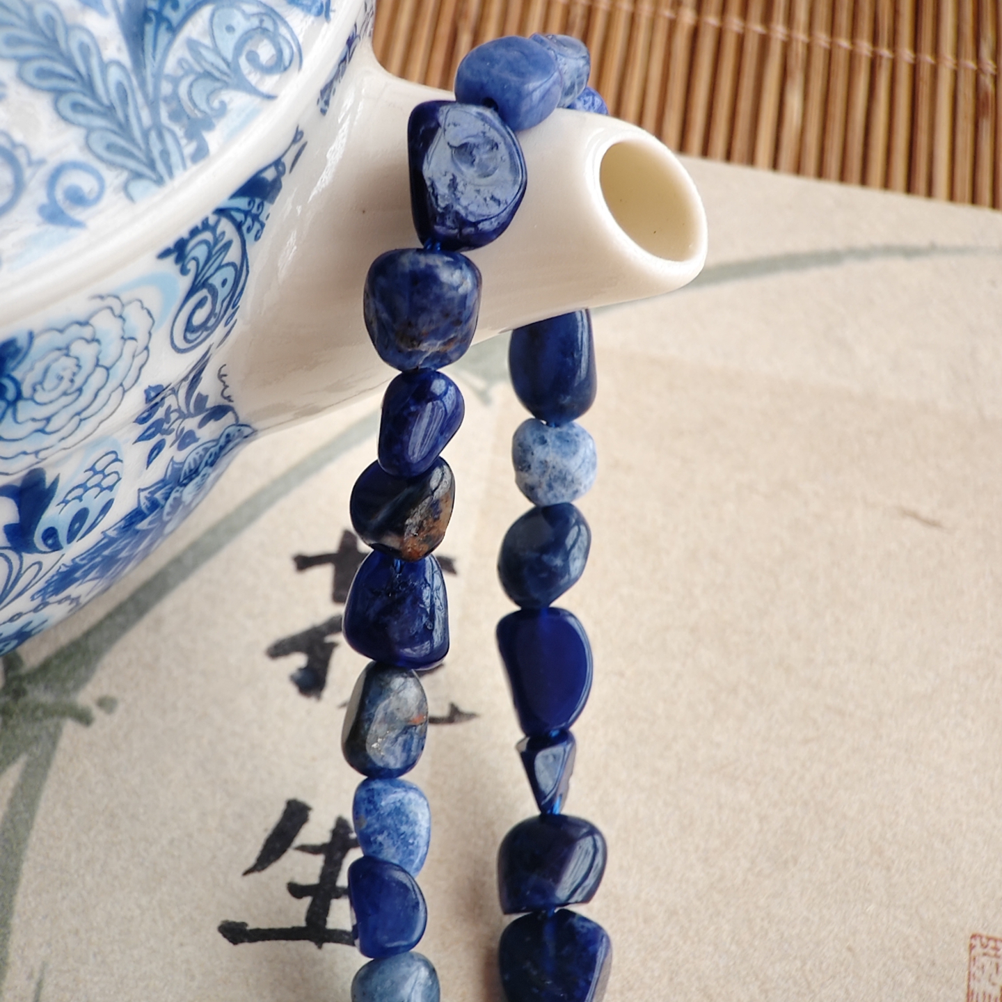 天然蓝纹石随形散珠子