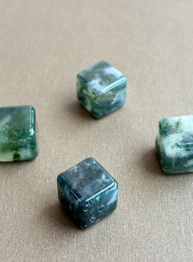 天然水草玛瑙正方块印度玛瑙方珠