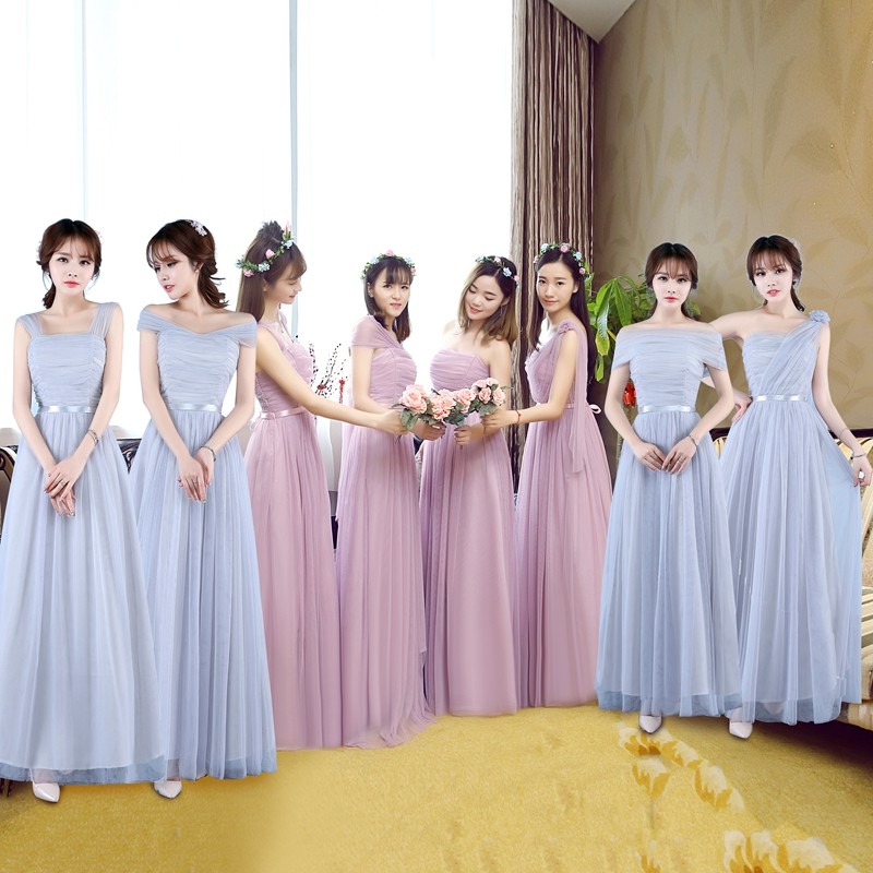 伴娘服女2019新款韩版姐妹团伴娘服长款灰色显瘦一字肩连衣裙大码|ruв категории Женская одежда, Cвадебные платья, платье/вечернее платье - от Buy2taobao.com для оказания профессиональной услуги покупки агента Taobao