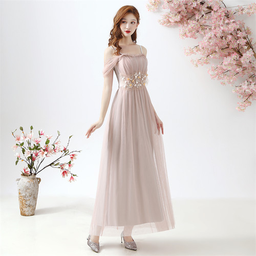 甜美韩版修身中长款伴娘服