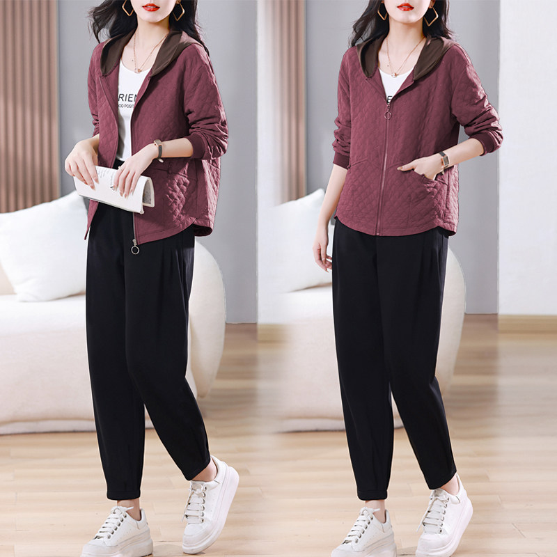 休闲运动套装女2026春装新款韩版时尚连帽宽松显瘦气质卫衣两件套