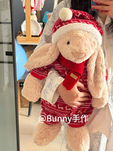 邦尼兔31cm36cm51cm冬日圣诞睡衣帽子新年围巾圣诞睡衣针织衣服