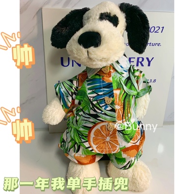 海盗狗衣服穿搭 原创夏威夷风格衬衫套装上衣百搭害羞狗