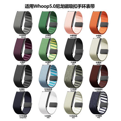 适用Whoop5.0斜纹尼龙磁吸扣表带