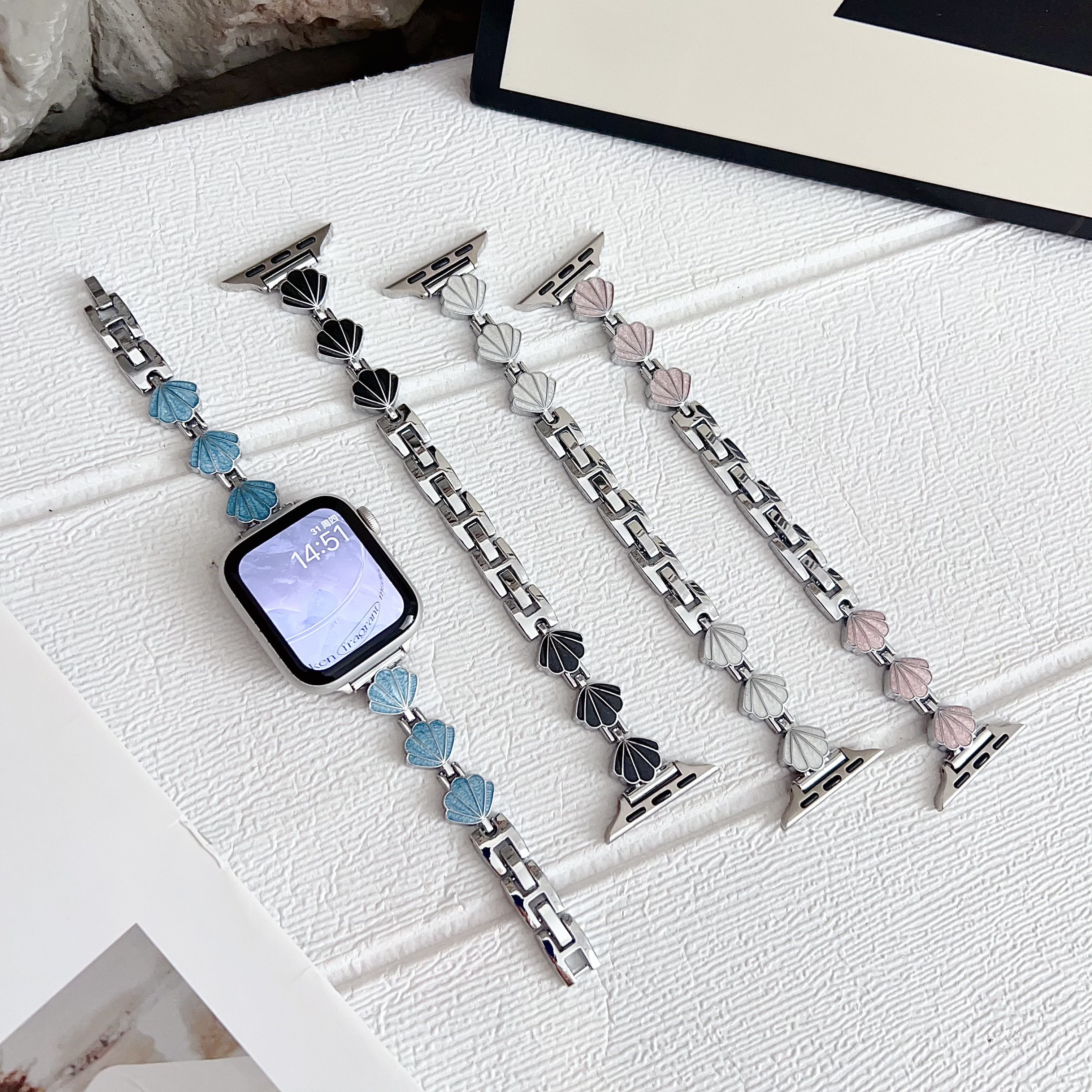 适用苹果手表带iwatch10贝壳表链