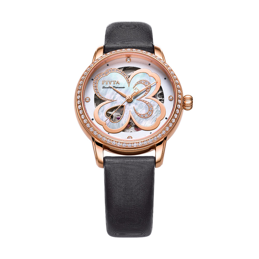 专柜直发飞亚达四叶草系列la862003.pwbd玫瑰金镂空自动机械女表