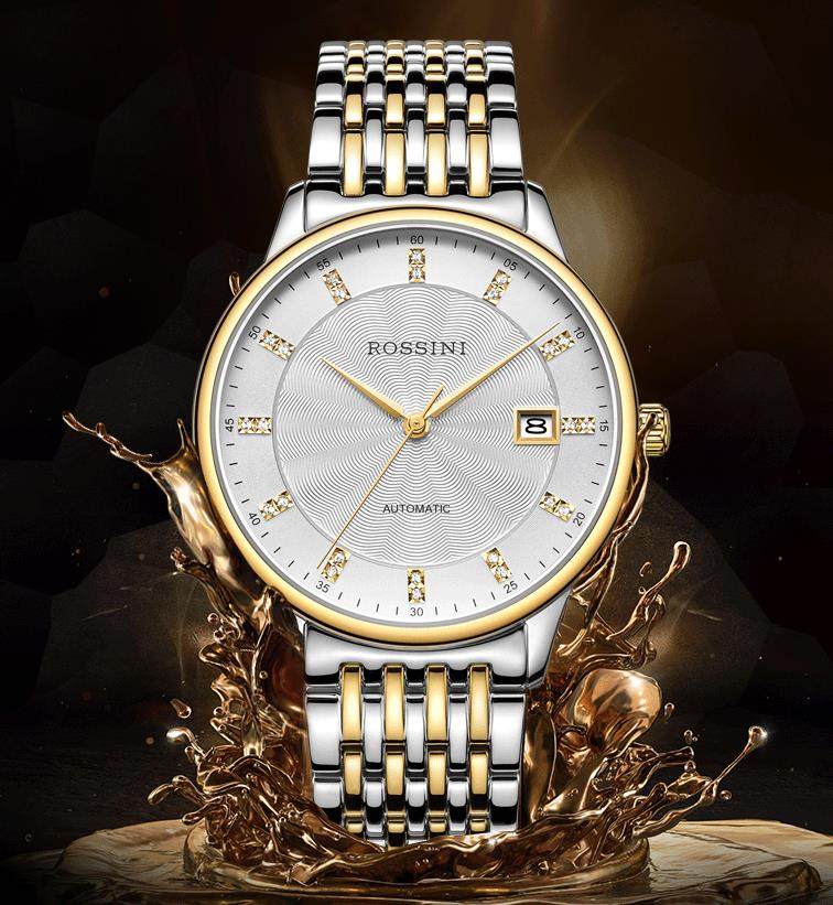 劲爆价原厂rossini罗西尼7715t01a间18k金自动机械男表 全国联保