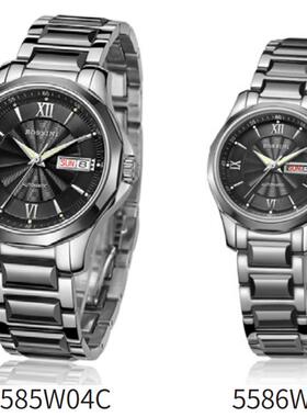 罗西尼表5585/5586W04C双日历自动机械情侣表全国联保