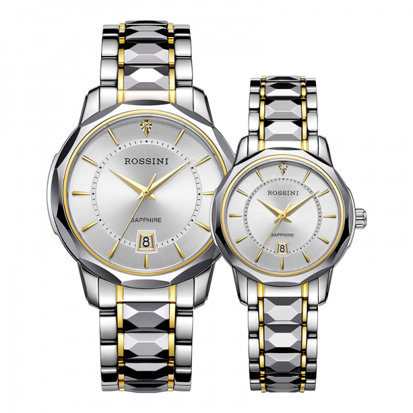 rossini罗西尼表启迪系列5889/5890t01b间钨钢真钻情侣表全国联保