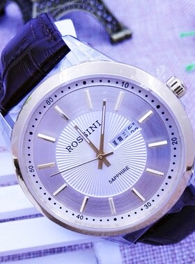 罗西尼表8631T01C间金手表双日历夜光防水特价男表全国联保