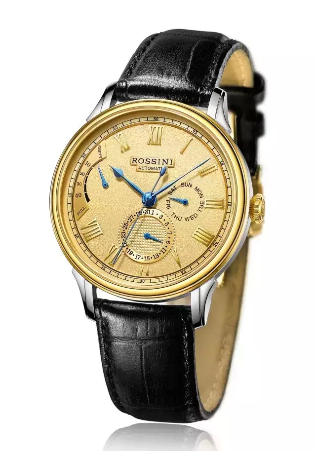 罗西尼5685t06c雅尊商务蓝爵系列18k金6针自动机械男表全国联保