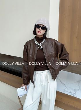 十三行皮衣外套女加绒机车服2024新短款小个子设计感立领夹克FST