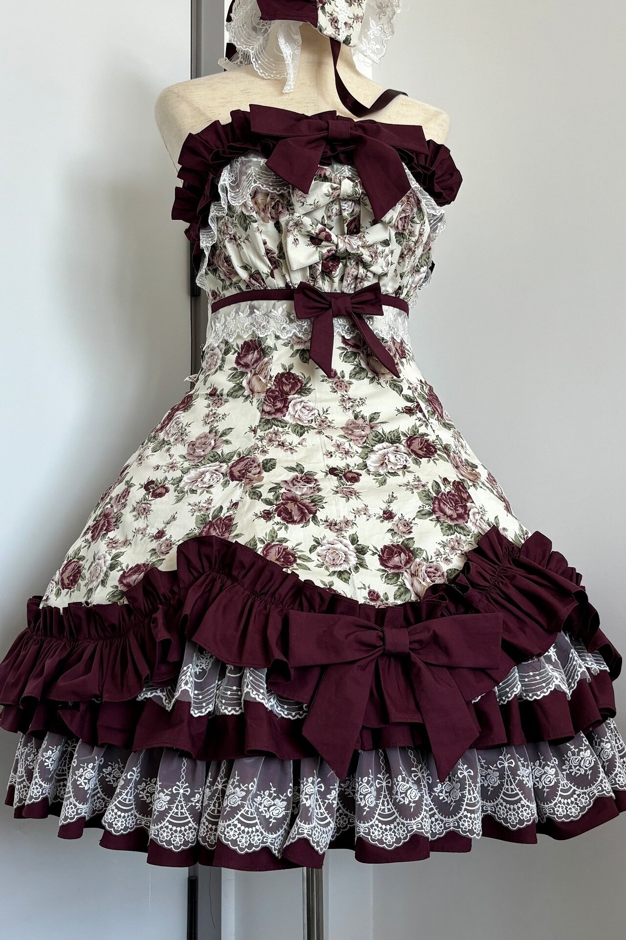thumbnail for [Burgundy rose] Tata original genuine print design lolita lolita skirt jsk dress
