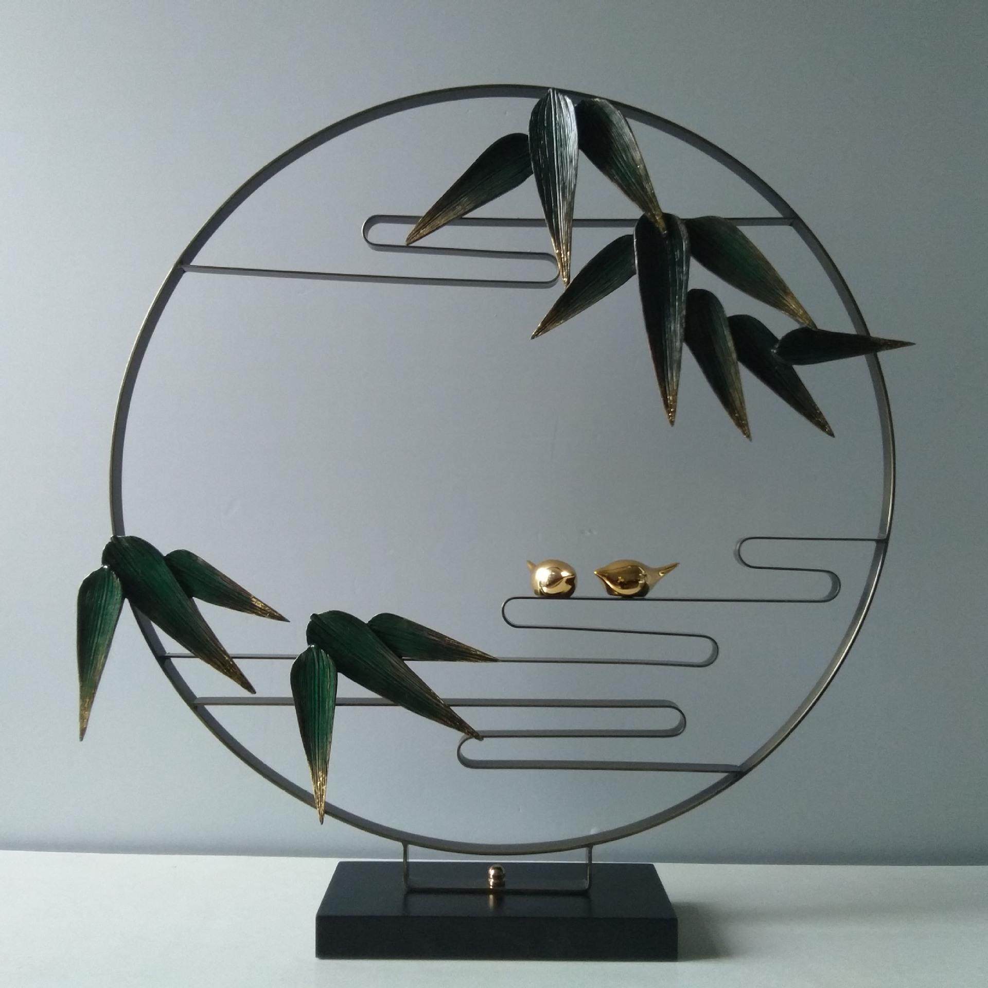 金属工艺品竹韵新中式铁艺玄关客厅酒店样板房家居摆件